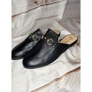 FS / NY Horsebit Mule Loafer Flats Black Size 10.5 B Slip On Leather Designer